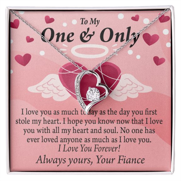 To My Fiancee Love You Forever Necklace w Message Card