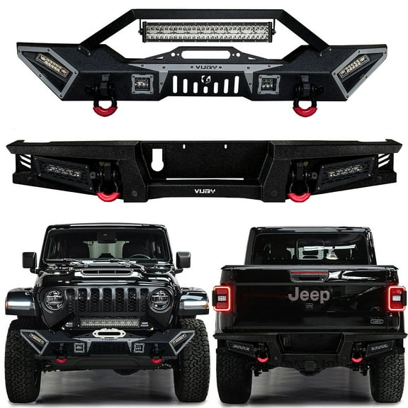 Vijay Black Front and Rear Bumper with Winch Seat fits 2020-2023 Jeep Gladiator JT