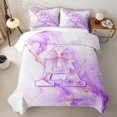 thumbnail image 2 of Manfei Purple Bow Twin Quilt Set,Girls Personalized Letter A Twin Coverlet Set,2 Pieces, 2 of 7
