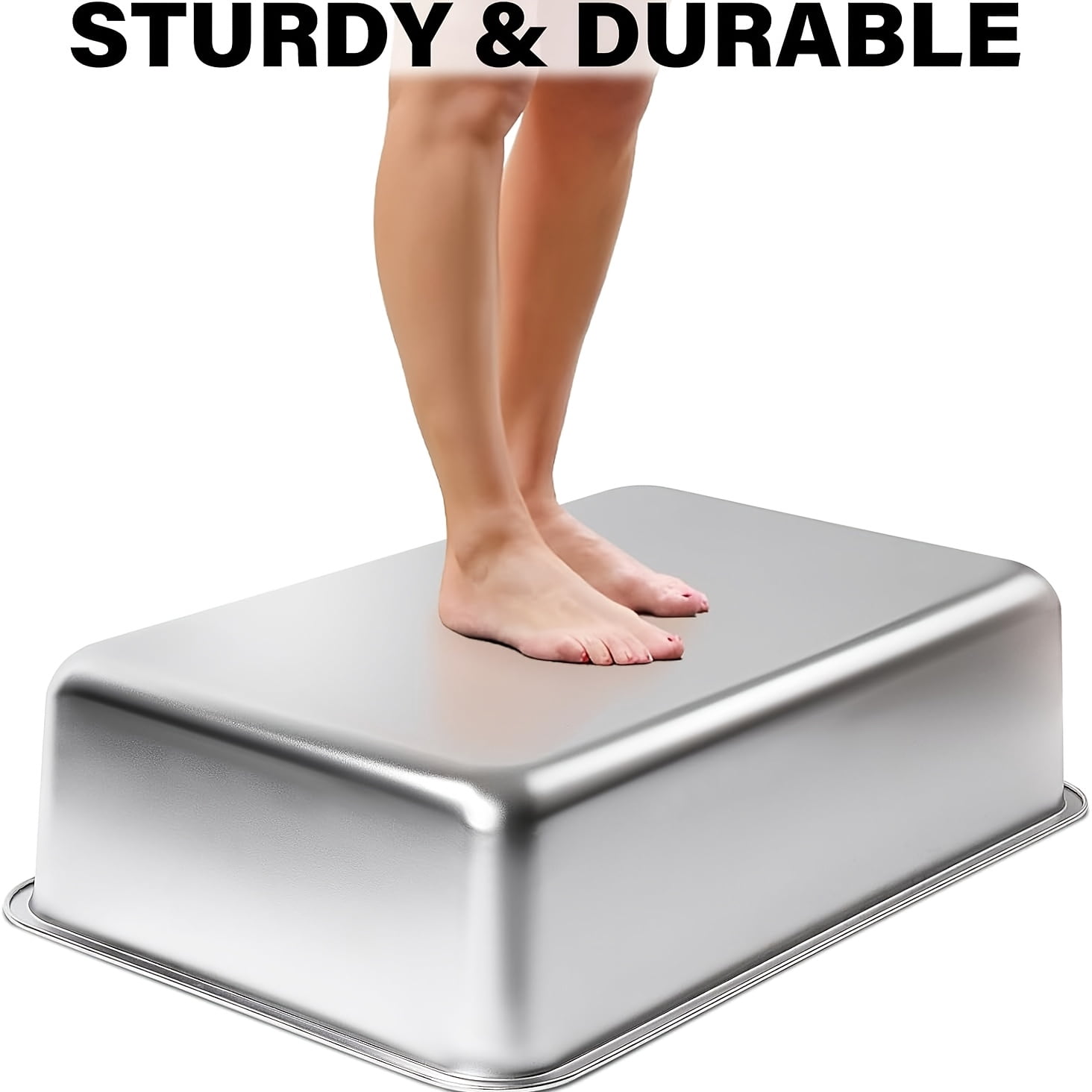 Stainless Steel Litter Box 2 Pack, 17"x13"x4"(Height) Medium to Large Cat Litter Box Easy Clean, Non Stick Metal Litters Boxes No Smell for Full-Grown Cats or Kitty/Kitten