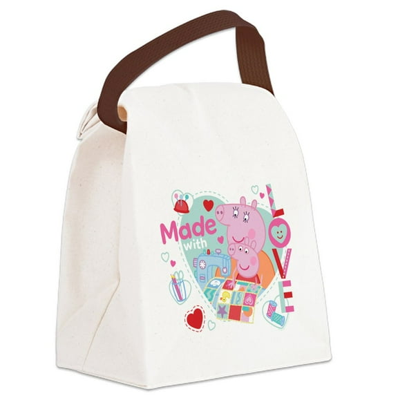 CafePress - Peppa Pig: Made With Love - Canvas Lunch Bag with Strap Handle