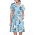 thumbnail image 1 of Easygdp Cute Animals Surfers para Vestido Transpirable de Mujer, Vestido Suelto de Manga Corta con Pliegues y Bolsillos para el Verano, 1 of 6