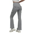 thumbnail image 1 of Pantalones casuales acampanados con bolsillos para mujer - Athleisure/yoga, poliéster, todas las estaciones, S-XL, 1 of 8