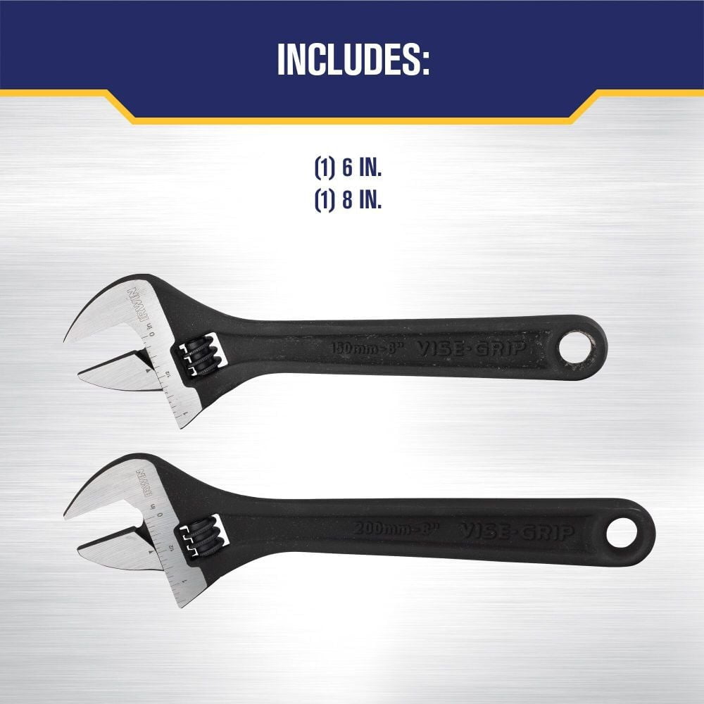 Irwin 2 Piece Adjustable Wrench Set 6 In And 8 In Steel Handle