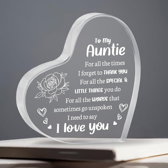 Mothers Day Ideas Gifts for Auntie Acrylic Keepsake 3.9x3.9 Inch Aunt Birthday Gift Engraved Sign Plaque Presents from Nephew Niece Desk Decoration for Christmas Anniversary Tha(To My Auntie)