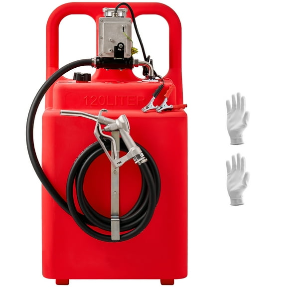 KFFKFF Fuel Storage, 32 Gallon, Mobile Fuel Container with 12V DC 15 GPM Electric Fuel Circulation Pump, 13 ft Dispensing Hose & Aluminum Alloy Handheld Nozzle, Fuel Carrier for Motorboats, ATVs