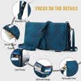 thumbnail image 4 of Crossbody Case for iPhone 16E, RFID Blocking, Card Holder Wallet Cover, Zipper Pocket PU Leather Magnetic Snap Shoulder Strap Large Capacity Purse Protective Phone Case for iPhone 16E, Blue, 4 of 7