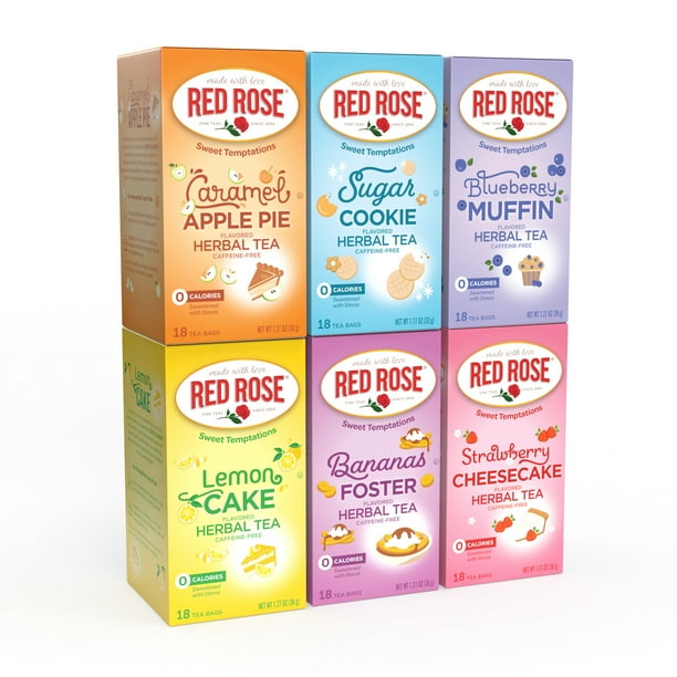Red Rose Sweet Temptations Dessert Tea Variety Pack, Zero Sugar, Zero