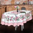 thumbnail image 3 of Pink Oval Tablecloth, Rose Flower Printed Tablecloth, Spring Summer Waterproof Floral Tablecloth 60x84inch, Suitable for Indoor and Outdoor, Holiday Kitchen Restaurant and Party, 3 of 6