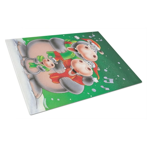 Carolines Treasures AAH7195LCB Hippo Family Caroling Glass Cutting Board Large, 12H x 16W, multicolor