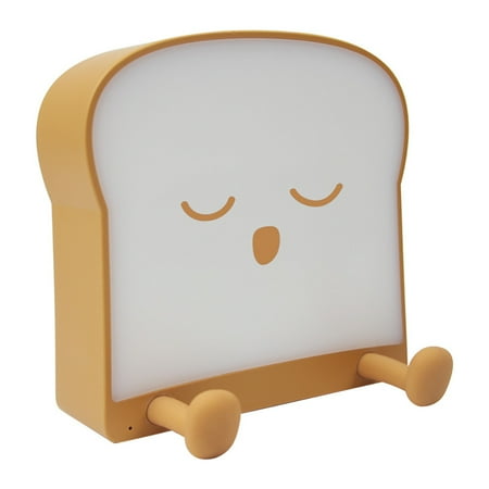 

Vervmczn Cute Cartoon Toast Bread Shape Night Light Mobile Phone Holder USB Rechargeable Bedside Atmosphere Silicone Lamp B