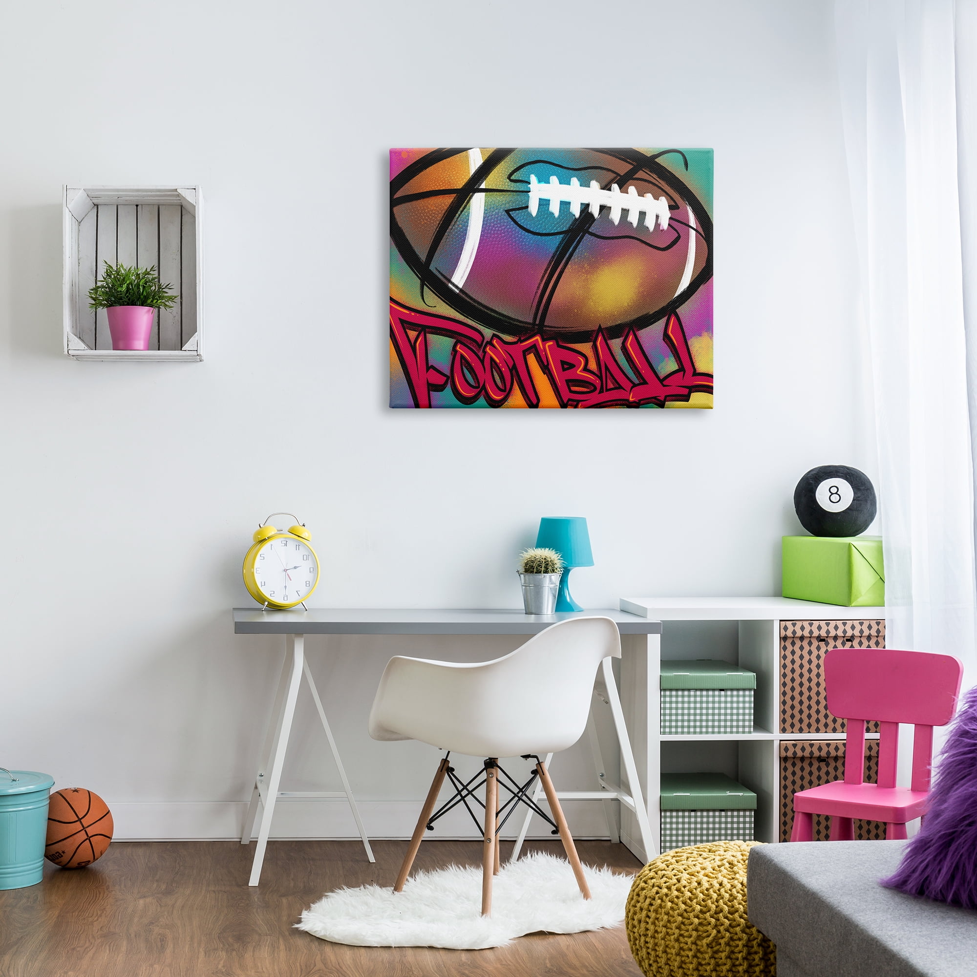 Stupell Industries Urban Sports Football Abstract Painting Gallery Wrapped Canvas Art Print Wall Art, 40 x 30