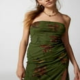thumbnail image 4 of Robe en Maille Florale pour Femmes Été Dos Nu Sans Bretelles Fendue Robe de Soirée, 4 of 5
