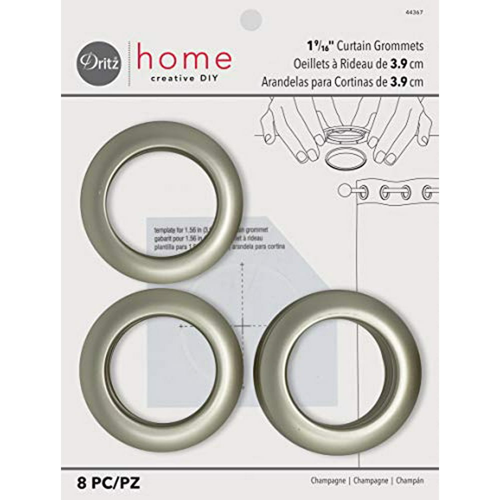 Dritz Home 44367 Round Curtain Grommets, 19/16Inch, Champagne (8