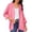 Hot Pink, variant on PBFRDSJ Womens Cotton Cover Up Button Down 3/4 Sleeve Lightweight Cardigan Casual Crinkle Shirts Tops