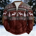 thumbnail image 4 of Men's Christmas Quarter Zip Pullover Hoodless Sweatshirt Long Sleeve Crewneck Thermal Lined Winter Warm Top, 4 of 5