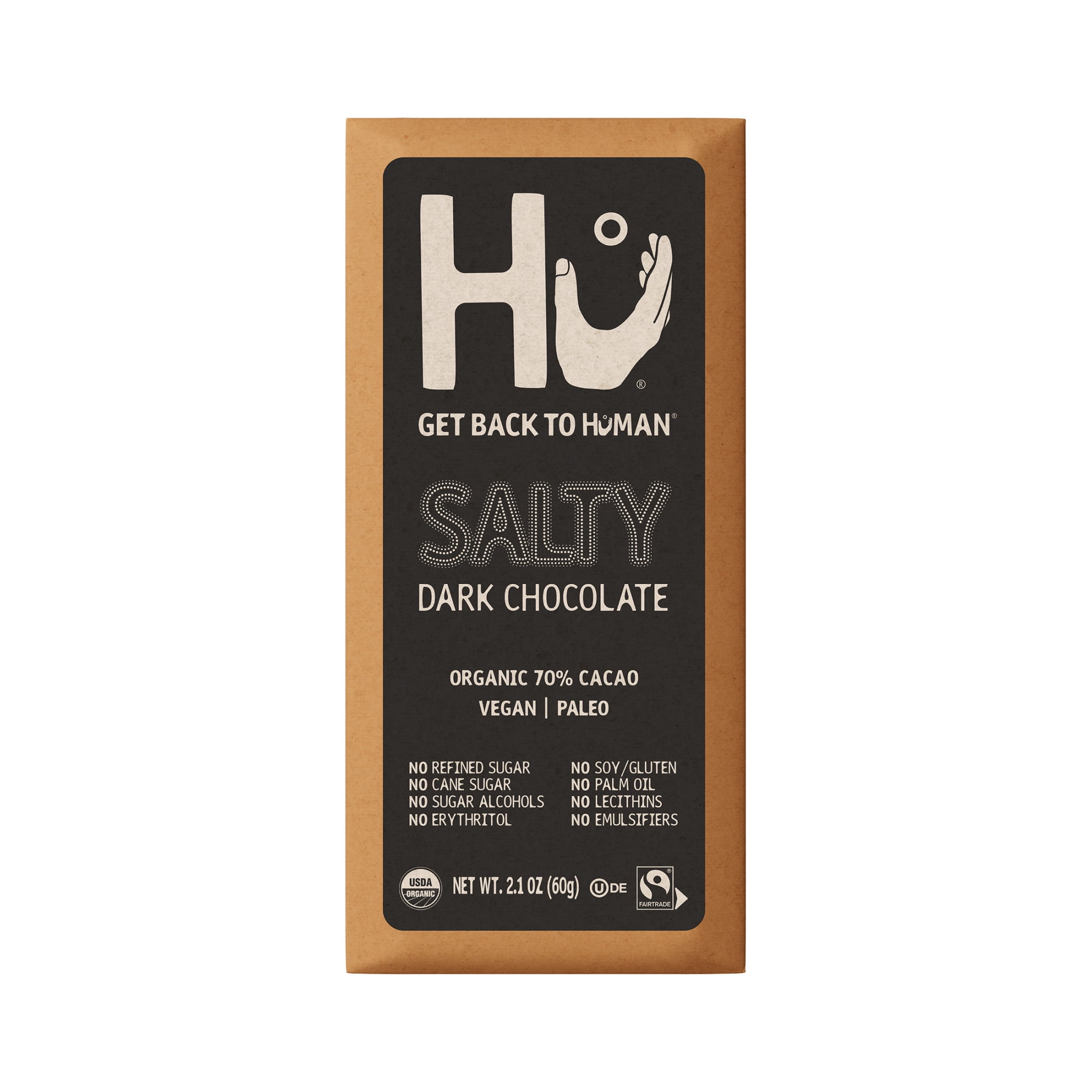 (2 pack) Hu Salty Dark Chocolate Bar, 2.1 Ounce Bar, 1 Count