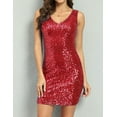 thumbnail image 3 of PrettyGuide Women's Sequin Cocktail Dress V Neck Bodycon Glitter Party Dress, 3 of 9