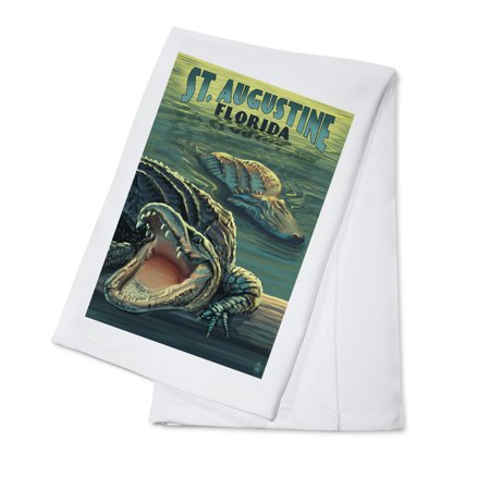 

St. Augustine Florida Alligator Scene (100% Cotton Tea Towel Decorative Hand Towel Kitchen and Home)