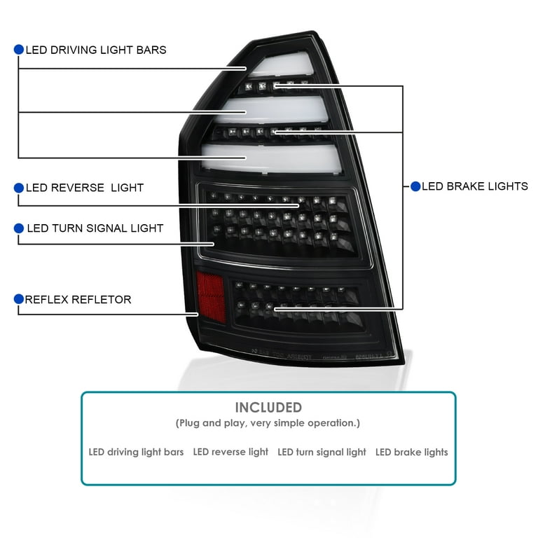 Spec-D Tuning Black Housing Clear Lens LED Bar Tail Lights