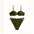 thumbnail image 5 of UTSJKR Women's 2026 Hard Cup Backless Bikini Set, Tape Detail Two Piece Bathing Suit, European Cross Border Beach Swimwear Army Green L, 5 of 7