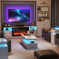 thumbnail image 5 of Easoger Modern Stylish Coffee Table with 16 Colors LED Lights, Double-Layer Design for Living Room, White High Gloss Acrylic, 5 of 9