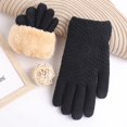 thumbnail image 2 of AWZXDE Womens Gloves Knitted Wool Screen Plus Velvet Thickened Solid Color Cold Proof Warm, 2 of 3