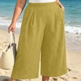 thumbnail image 7 of Khunlpohl Womens Capri Pants Plus Size Wide Legs Palazzo Elastic High Waist Pant Casual Baggy Plain Capris Trousers with Pockets, 7 of 7