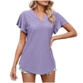 thumbnail image 1 of Timegard Hauts pour Femmes Manches 1/2 Col Rond Confortables Slim pour Sortir Tee-Shirt Décontracté Couleur Unie, 1 of 7