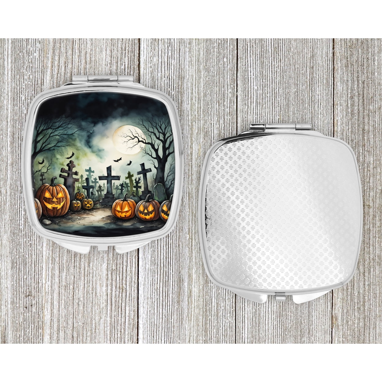 Graveyard Spooky Halloween Compact Mirror 2.75 in x 3 in