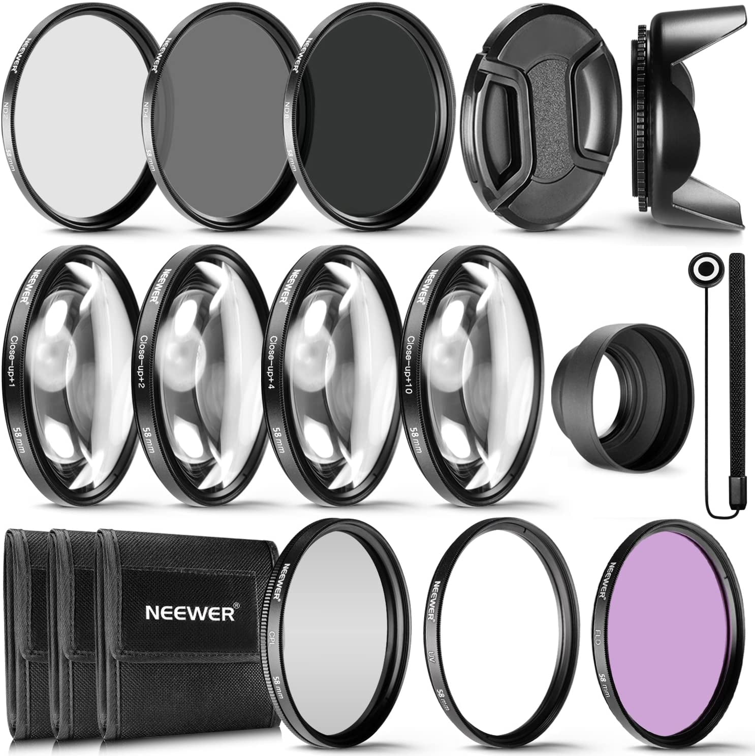 Neewer® 58MM Complete Lens Filter Accessory Kit for Lenses with 58MM