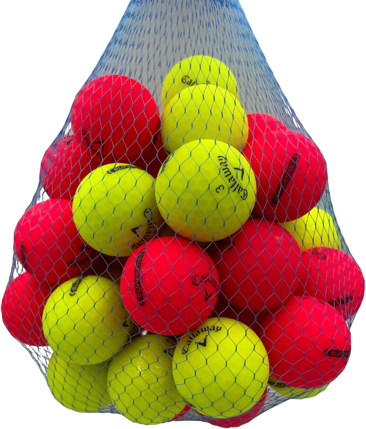 Golf Ball Planet - Callaway Superfast Recycled Golf Balls (3A/Good, 50 Pack, Matte Red/Yellow)