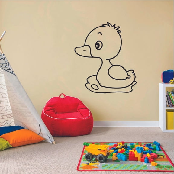 Cute Baby Duck Ducks Animals Animal Children Cartoon Wall Sticker Art Decal for Girls Boys Room Bedroom Nursery Kindergarten House Fun Home Decor Stickers Wall Art Vinyl Decoration Size (10x10 inch)