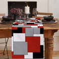 thumbnail image 2 of Irregular Geo Cotton Linen Table Runner Dresser Scarves,White Grey Black Red Abstract Geometric Table Runners for Dinning Table,Farmhouse Kitchen Decor,Holiday Dinner Decoration-13x108 Inch, 2 of 8