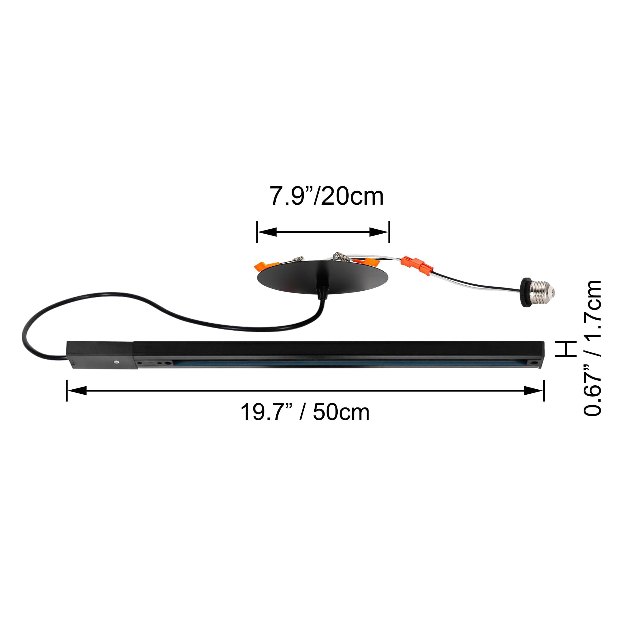 Kiven H Track Lighting Rails Kit 19.7ft for 4/5/6 inch Hole, 3-Wire-1 120V H Style Track System with End Caps, Convert Recessed Light to Track System for LED Track Light Heads Picture Light