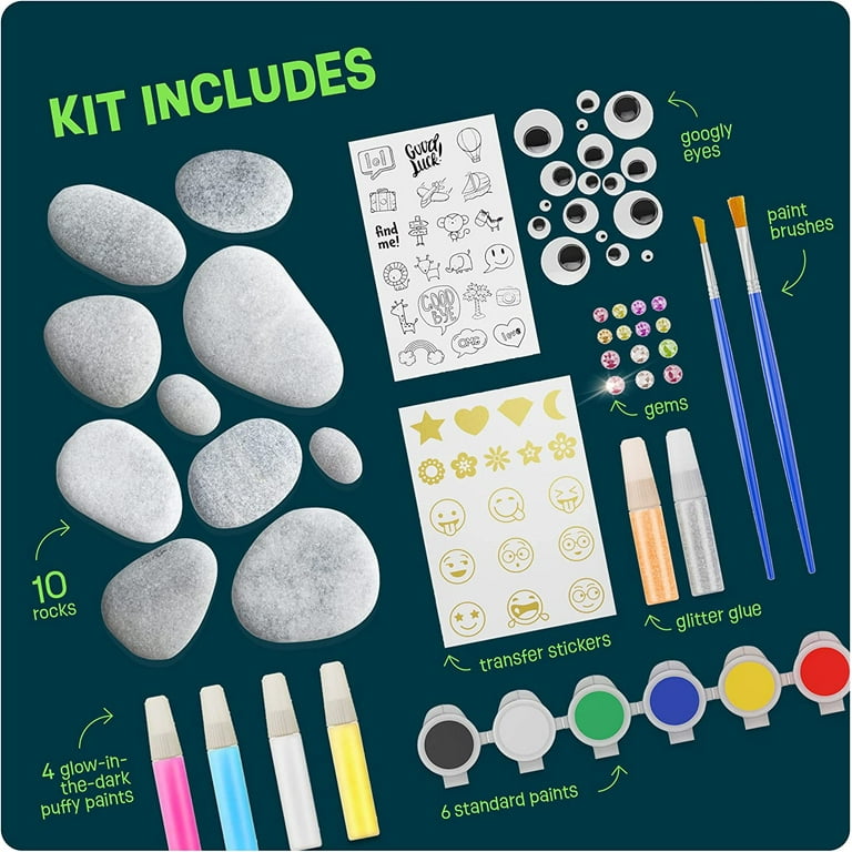 Rock Painting Kit Glow In The Dark Arts And Crafts For Girls And Boys Age  6+ 12