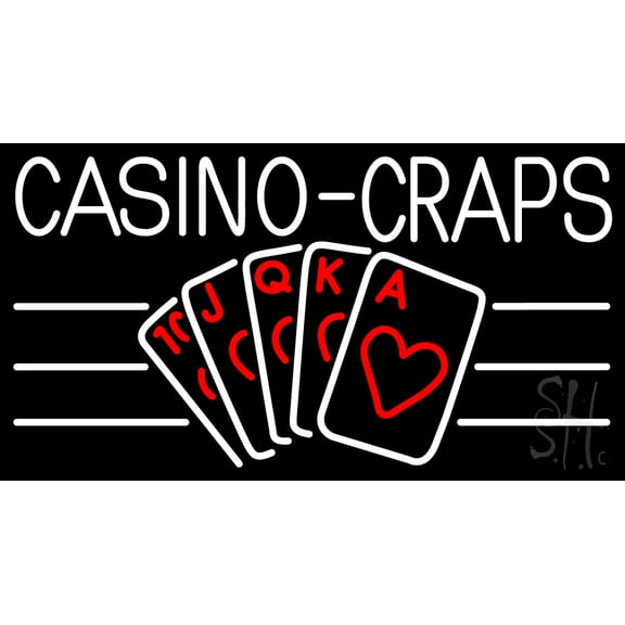 Casino Craps LED Neon Sign 13 x 24 - inches, Black Square Cut Acrylic Backing, with Dimmer - Bright and Premium built indoor LED Neon Sign for wall décor, arcarde, and storefront.