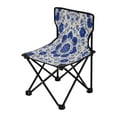 thumbnail image 2 of 600D Oxford Camping Chair Portable Foldable Chair Supports 220 lbs for Picnic, Fishing, Backpacking Blue and White Batik Pattern, 2 of 8