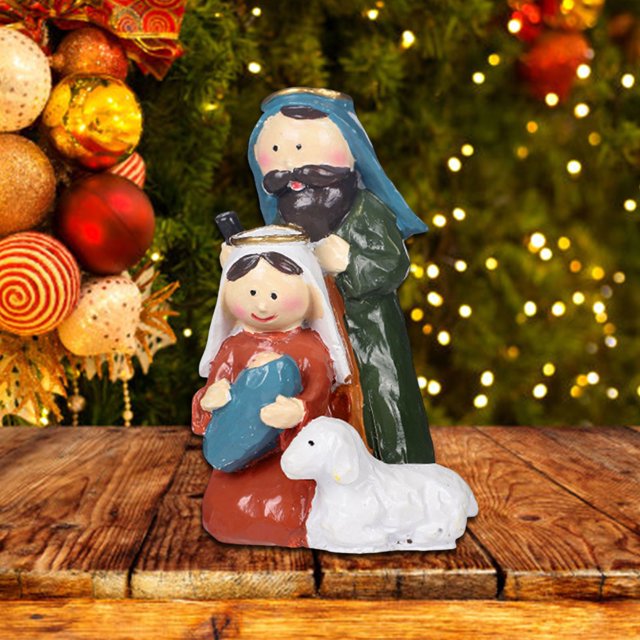 Desktop Decor "Christmas Manger Resin Decoration Exquisite Hand Carved Christmas Decorations To Create A Warm Holiday Atmosphere A Family Christmas Decoration "