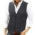 thumbnail image 3 of BiZtdJrK Casual Suit Vest Men Corduroy V Neck Button Down Vintage Waistcoat Western Cowboy Sleeveless Slim Fit Jackets with Pockets Dark Gray XXXL, 3 of 7