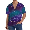 thumbnail image 3 of Xecao offers the Purple and Green Glitter for Men's Casual Short-sleeved Shirt, a button-up collared shirt with a pocket, perfect for beach vacations and yacht travel in the XX-Large size., 3 of 7