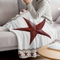 thumbnail image 3 of Western Star Blanket Soft Cozy Warm Throw Blanket for Couch, Plush Fuzzy Flannel Fleece Blankets for Sofa, Ethnic Country Red Stars White Wooden Plank Bed Blankets Lightweight Gifts for Men, 40"x50", 3 of 9