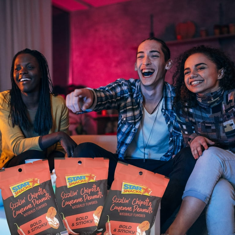 Star Snacks Sizzlin' Chipotle Cayenne Peanuts 5 Oz 3 Pack, Bold