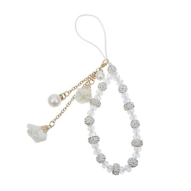 1Pc Rhinestone Flower Cellphone Lanyard Exquisite Wrist Lanyards (Random Color)