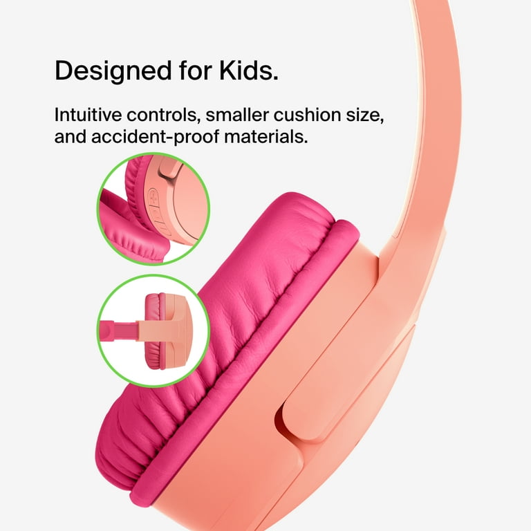 Belkin SOUNDFORM Nano Bluetooth-koptelefoon voor kinderen Draadloos 85dB Limiet Gehoorbescherming Online Lessen School IPX5-gecertificeerd 24-uurs bediening voor iPhone iPad Kindle Etc - Wit