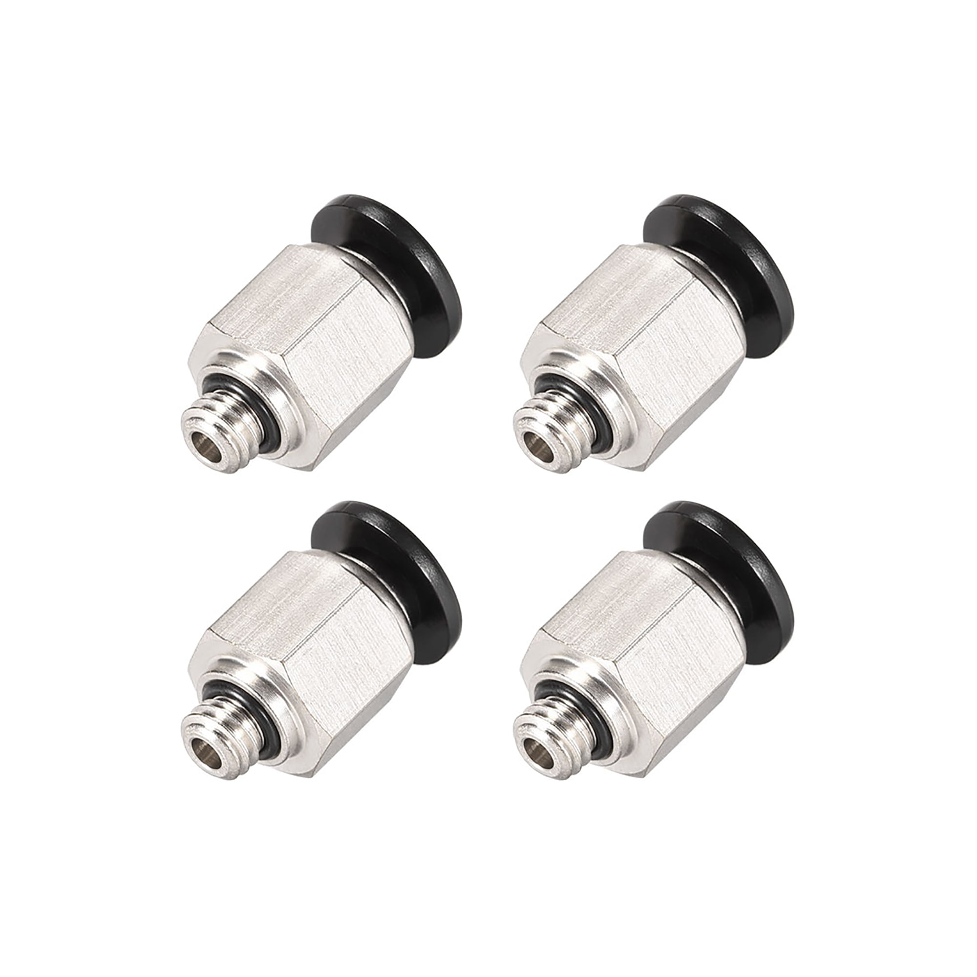 4Pcs 6mm Hose OD Fitting 5mm Thread Metal Pneumatic Air Tube Quick Connector 
