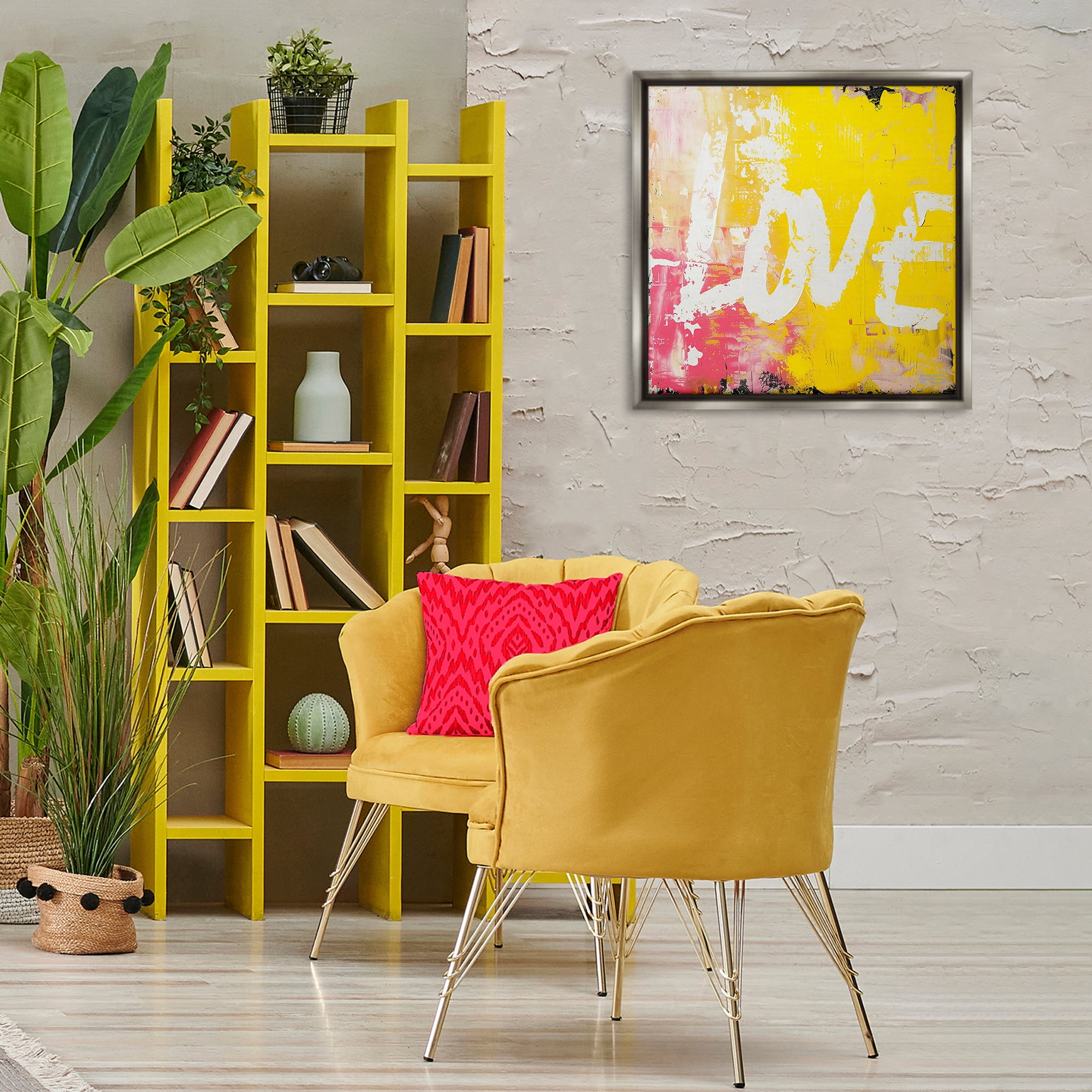 Stupell Industries Urban Love Paint Style Abstract Painting Gray Floater Framed Canvas Art Print Wall Art, 25 x 25