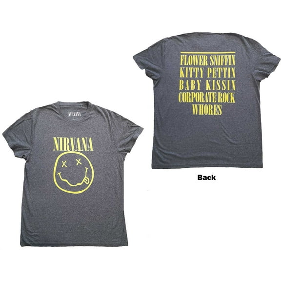 Nirvana Unisex T-Shirt Yellow Smiley (Back Print)  (XX-Large)