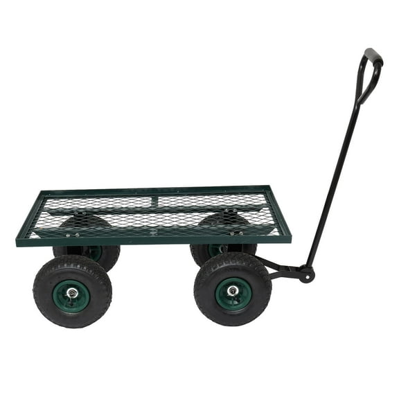 Zimtown 86x46x97cm Steel Garden Wagon with 4 Wheels, 176lb Capacity for Yard & Greenhouse Use, Green