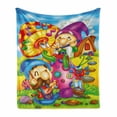 thumbnail image 1 of Fantasy Soft Flannel Fleece Throw Blanket, Cartoon Singing Elves with Mushroom Playing Flute Musical Cheerful Illustration, Cozy Plush for Indoor and Outdoor Use, 60" x 80", Multicolor, by Ambesonne, 1 of 6